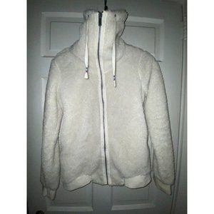Roxy White Fur Fleece Jacket Zipped Small